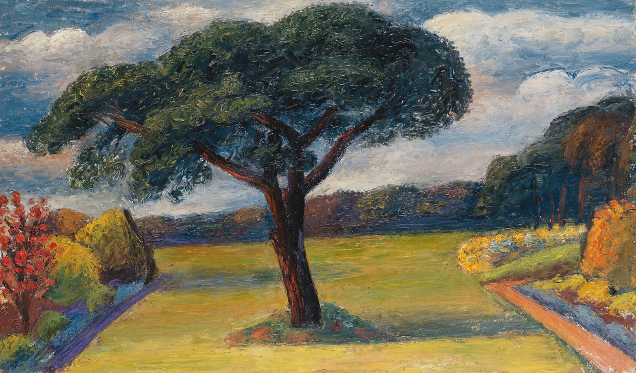 Hautbois, Norfolk, n. 1936 (öljy kankaalle) tekijältä Mark Gertler