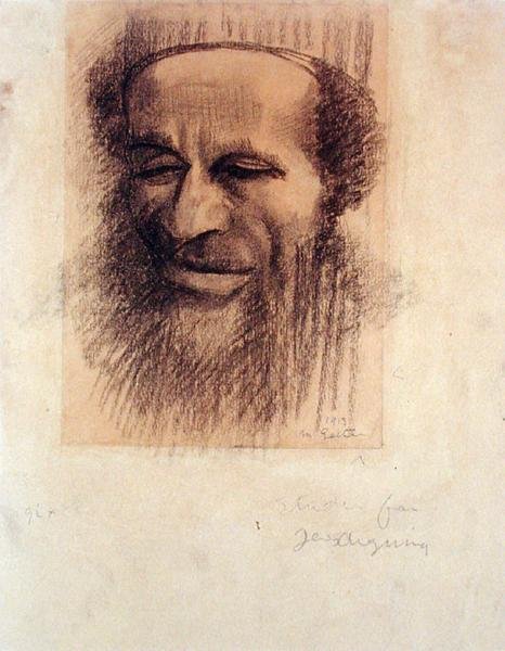 Rabbin pää, n. 1910 (liitu kiillotuspaperille) tekijältä Mark Gertler