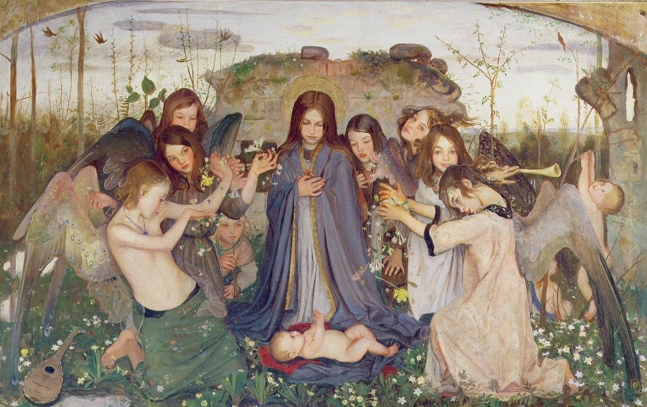 Madonna ja lapsi enkelien kanssa, n.1925 (paneeli) tekijältä Mark Lancelot Symons