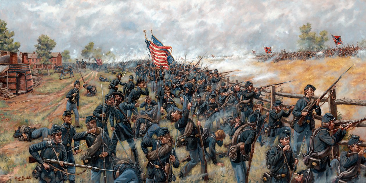 The Brickyard Fight 154th New York Infantry at Gettysburg, 2024 (Öljy kankaalle) tekijältä Mark Maritato