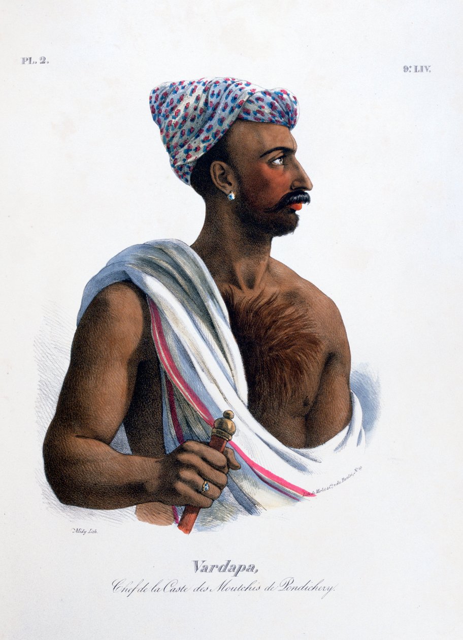 "Pondicherry Puducherryn kastin päällikkö", Intia, 1828 tekijältä Marlet et Cie