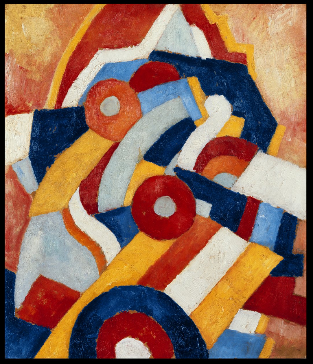 Abstraktio, n. 1914 (öljy pahville asennettuna paneeliin) tekijältä Marsden Hartley