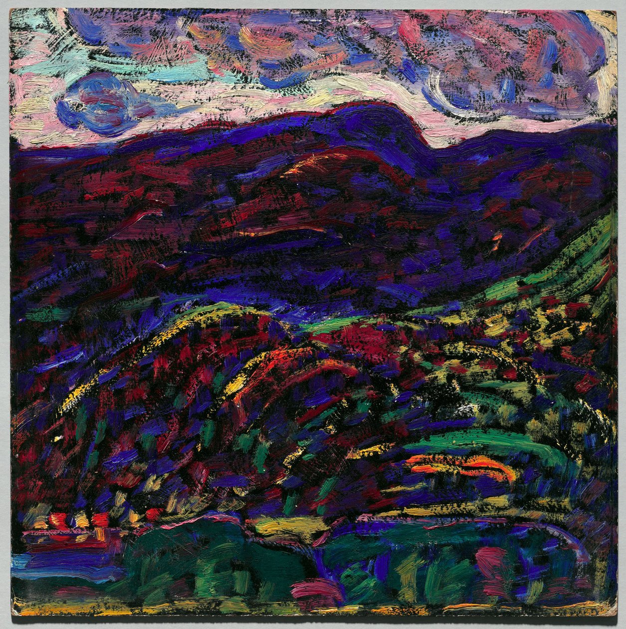 Kezar-järvi, syysilta, n. 1910 (öljy pahville) tekijältä Marsden Hartley