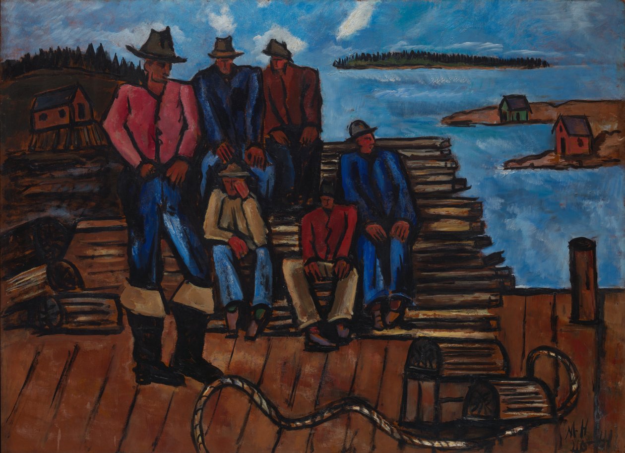 Hummerin kalastajat, 1940-41 (öljy kovalevylle) tekijältä Marsden Hartley