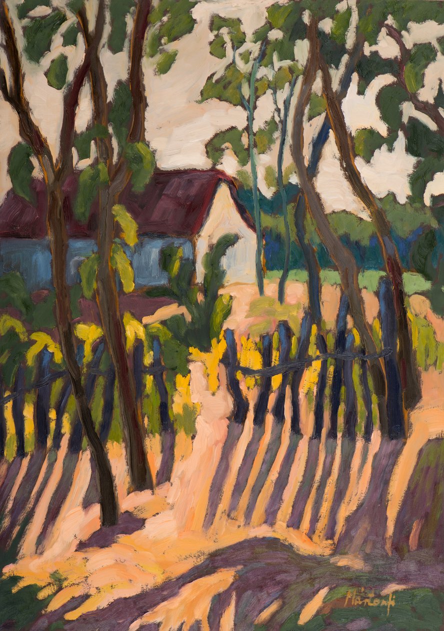Ramshackle Fence (2011) 70*50, cm öljy levylle tekijältä Marta Martonfi Benke