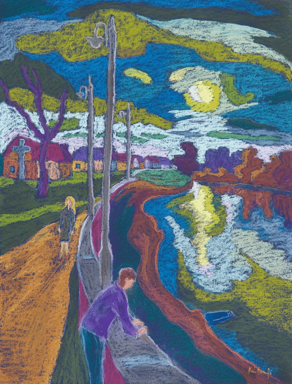 Encounter by Setting Sun, 2008 (pastelli paperille) tekijältä Marta Martonfi Benke