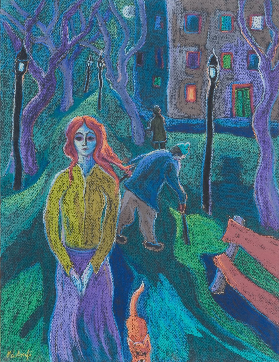 Iltakävely, 2005 (pastelli paperille) tekijältä Marta Martonfi Benke