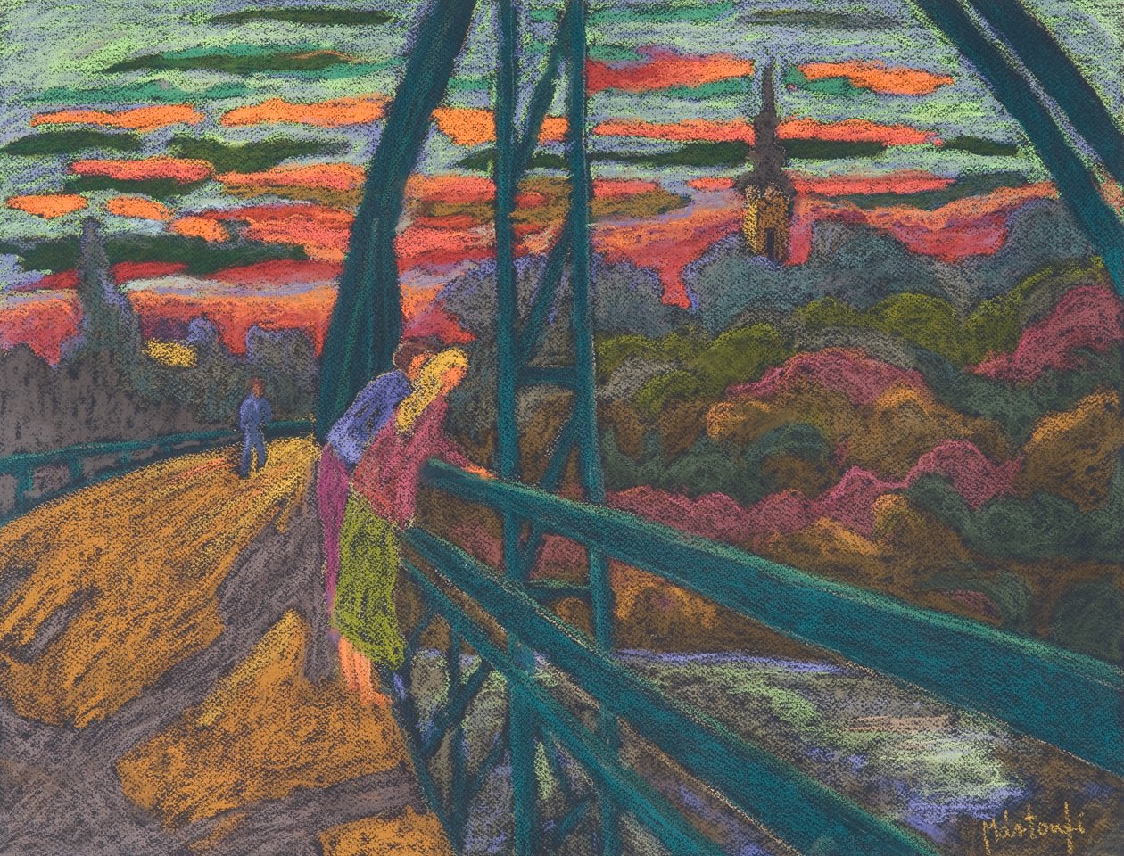 Sillalla, 2009 (pastelli paperille) tekijältä Marta Martonfi Benke