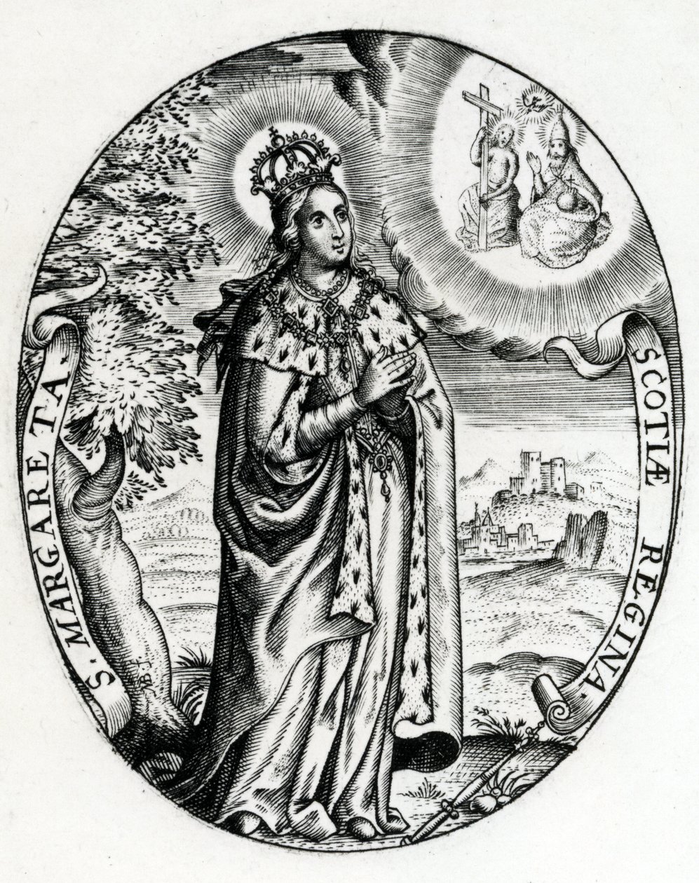 Pyhä Margareta, Skotlannin kuningatar, noin 1618 tekijältä Marten Baes