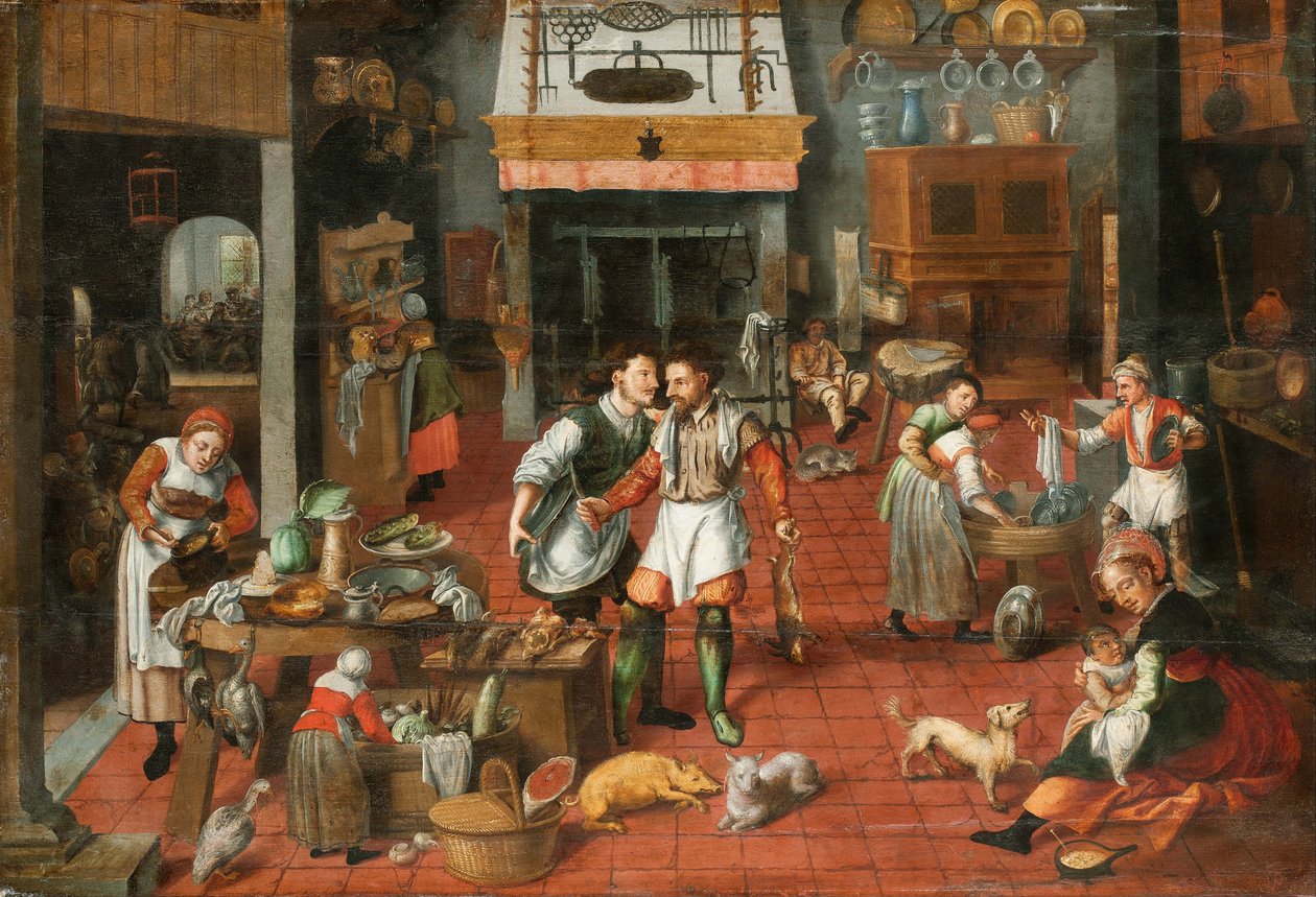 Keittiön sisustus, c. 1565. tekijältä Marten van Cleve the Elder