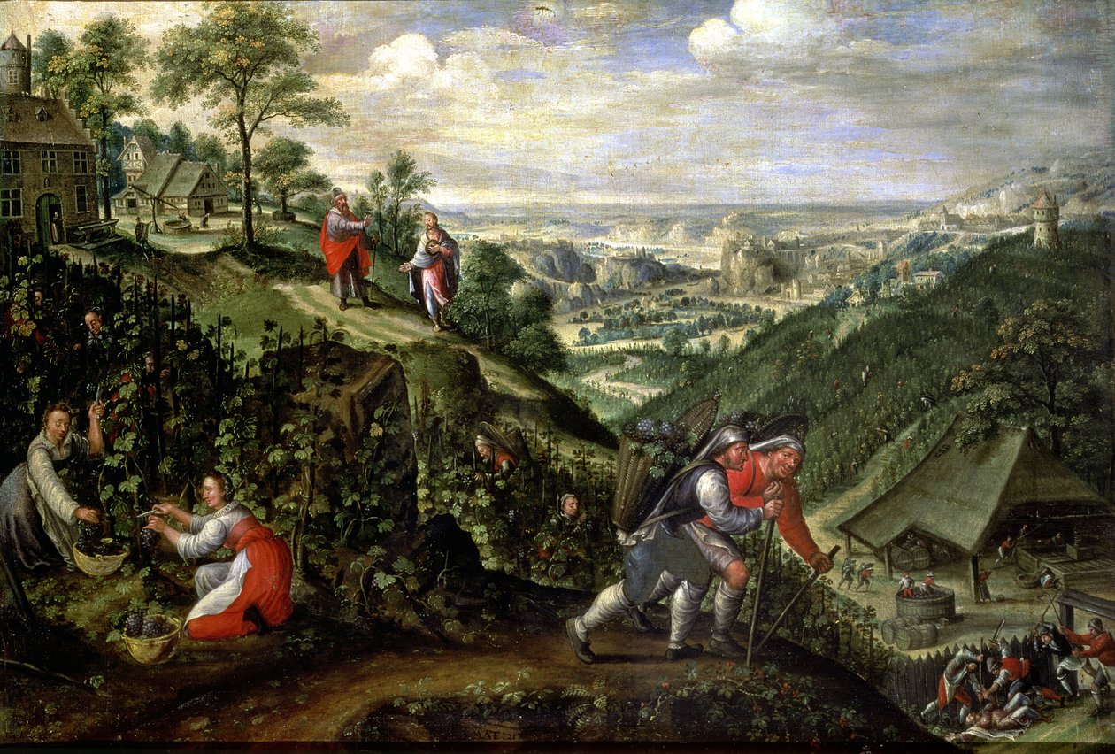 Octubre: Paràbola dels mals viticultors, c.1580-90 (oli sobre tela)finès tekijältä Marten van Valckenborch