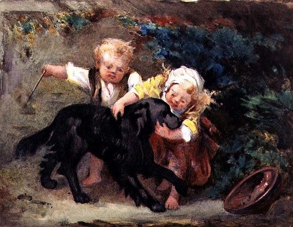 Happy Trio (akvarelli paperille) tekijältä Martha Darley Mutrie