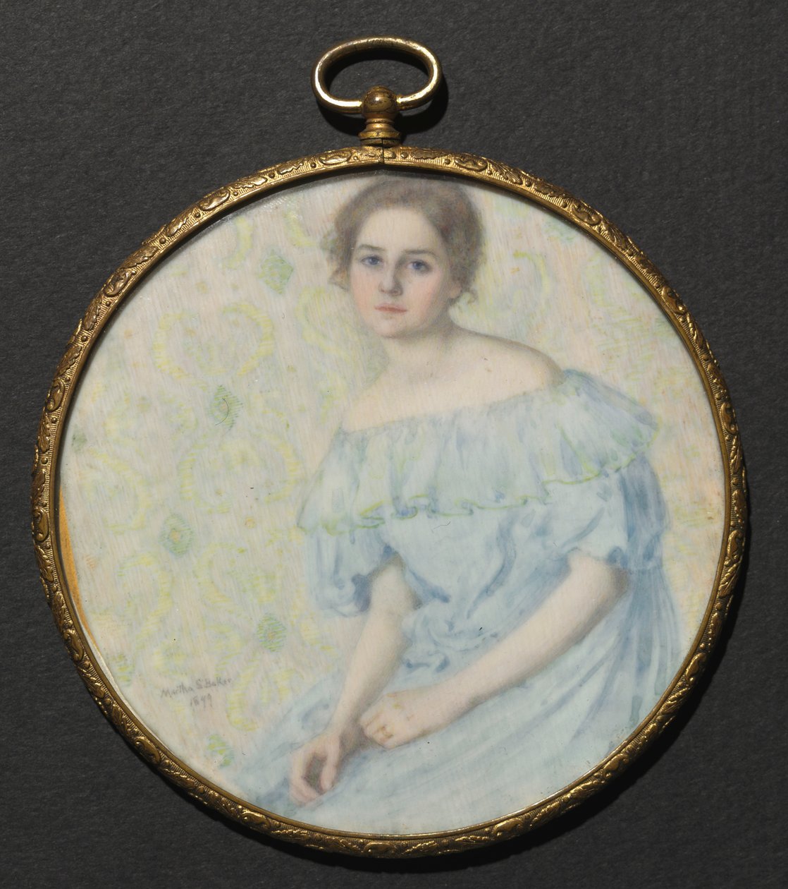 Ethel Coen sininen puku muotokuva, 1899. tekijältä Martha S. Baker