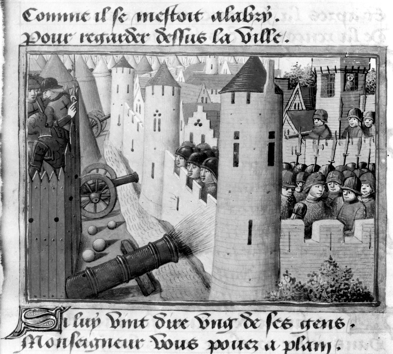 Ms Fr 5054 fol.54v Orleansin piiritys, Kaarle VII:n vigilioista, n. 1484 tekijältä Martial de Paris