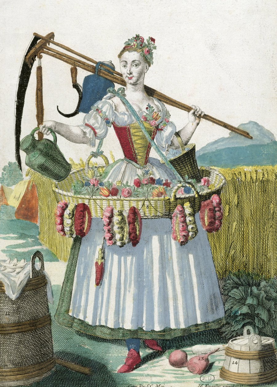 Talonpojan nainen, n. 1735 tekijältä Martin Engelbrecht