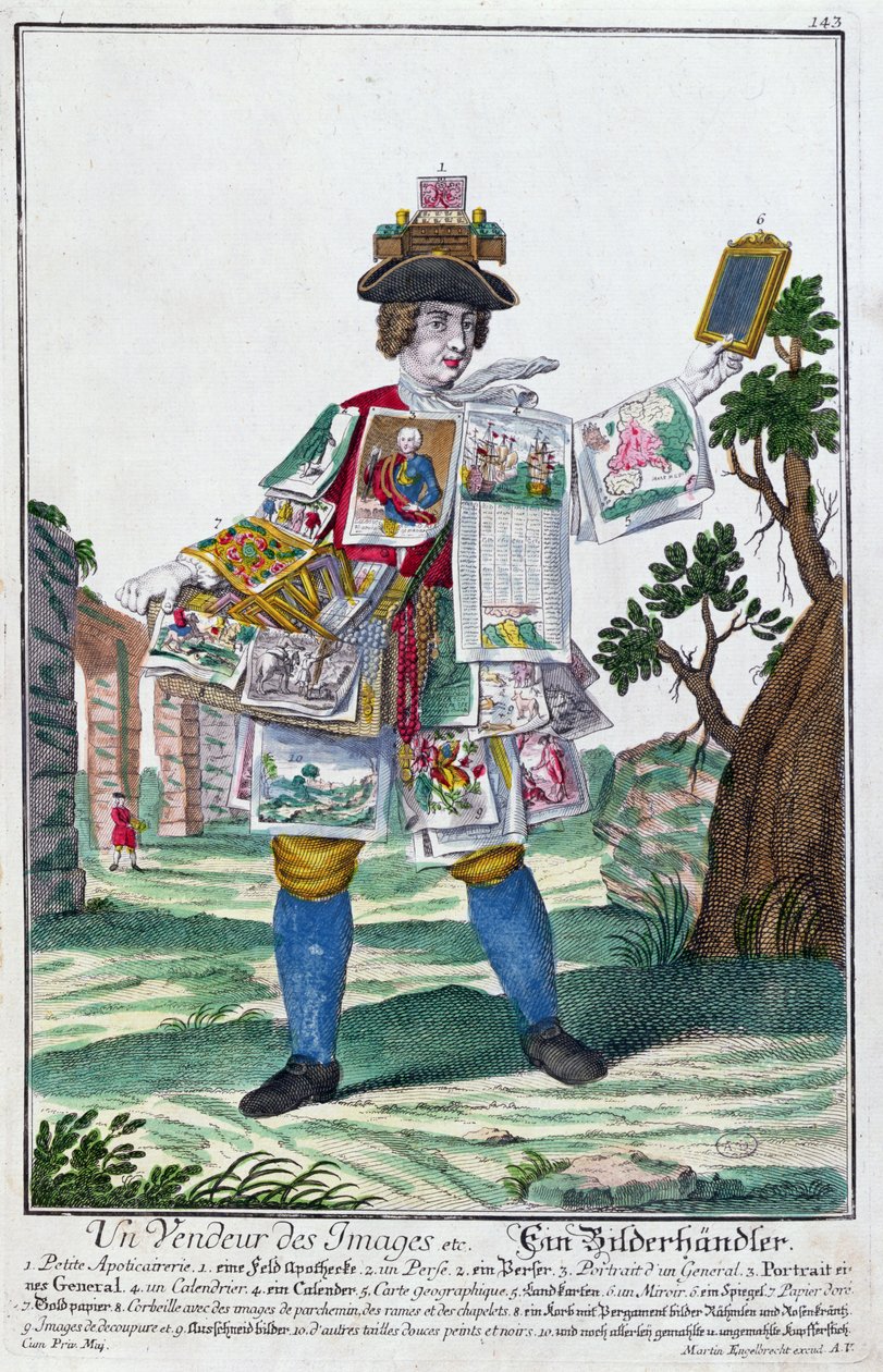 Picture Seller, n.1735 (värikaiverrus) tekijältä Martin Engelbrecht