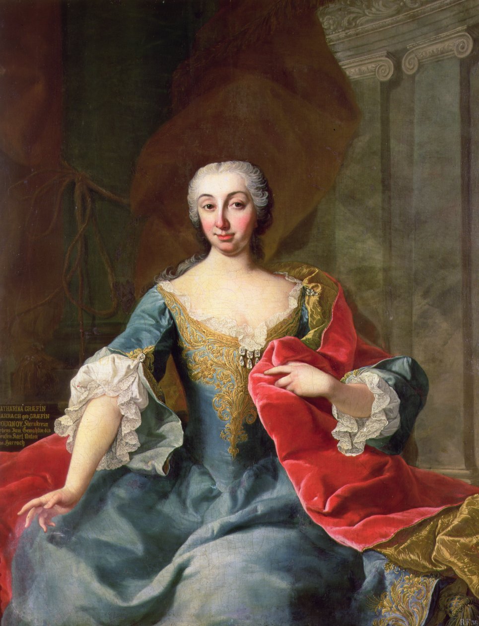 Katherina, kreivitär Harrach syntyi Kreivitär Bouqnoy, kreivi Karl Anton von Harrachin vaimo, 1700-luku tekijältä Martin II Mytens or Meytens