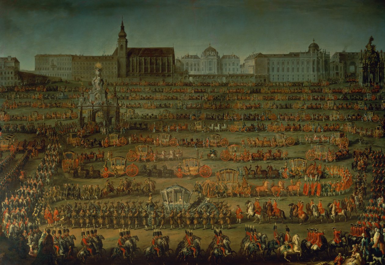 Parman Isabellan saapuminen häiden johdosta Joseph II:n kanssa, 1760 tekijältä Martin II Mytens or Meytens