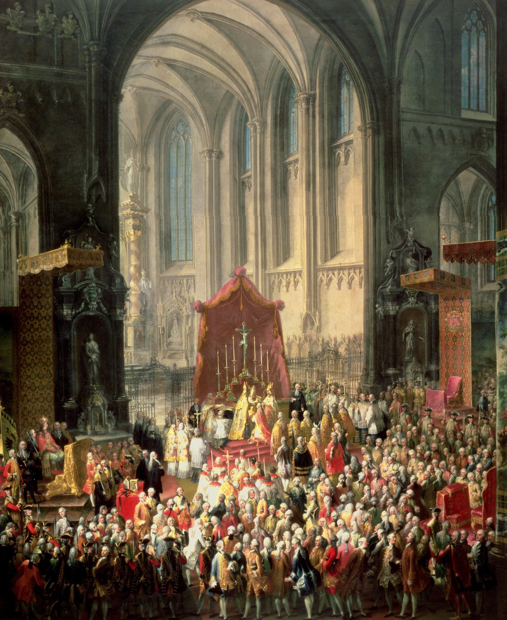 Joseph II:n (1741-90) kruunaus Saksan keisariksi Frankfurtin tuomiokirkossa, 1764 (katso lisätietoja kohdasta 67403) tekijältä Martin II Mytens or Meytens