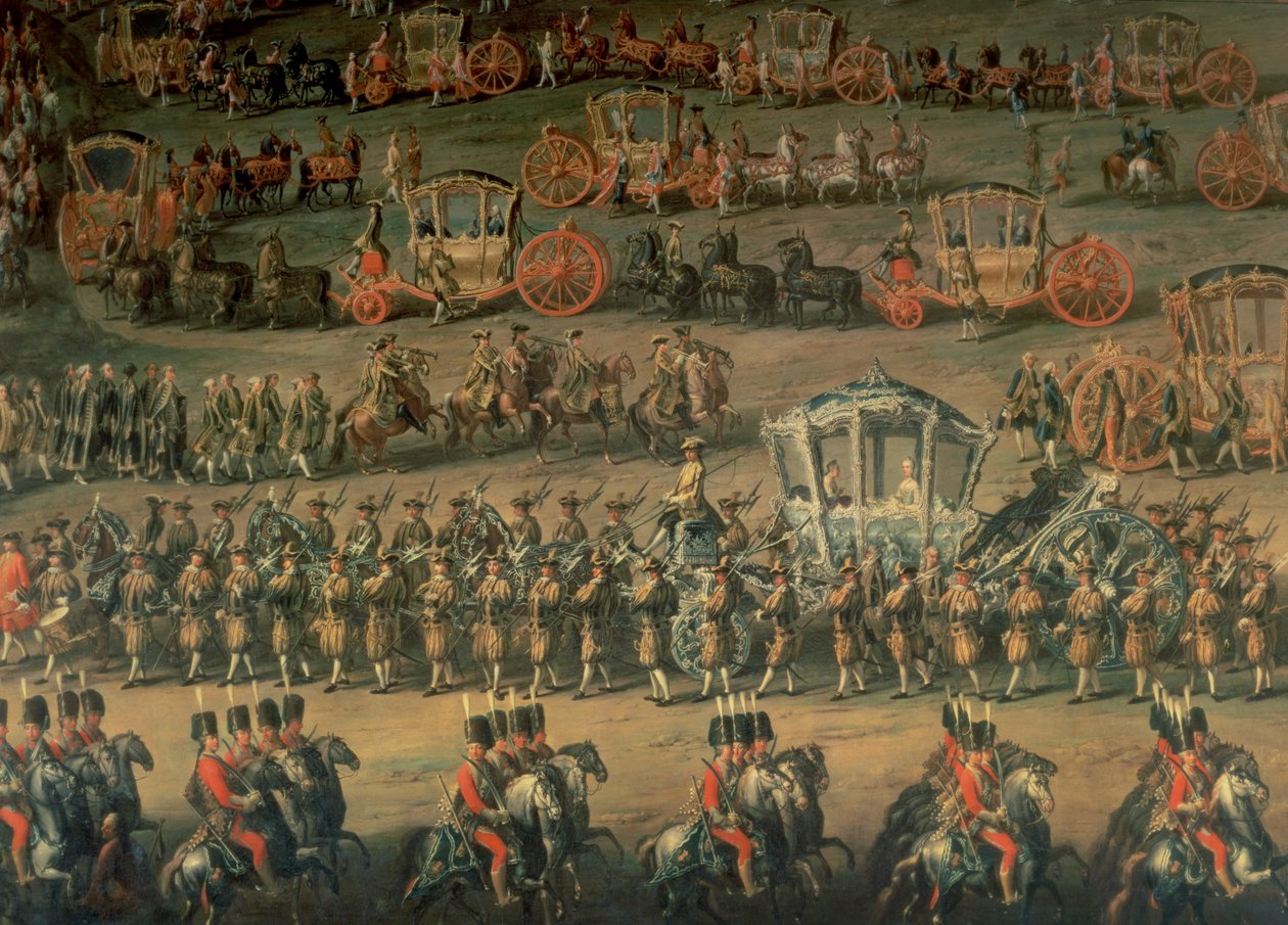 Parman Isabellan saapuminen häihinsä Joseph II:n (myöhemmin Saksan keisarin) kanssa, 1760 tekijältä Martin II Mytens or Meytens