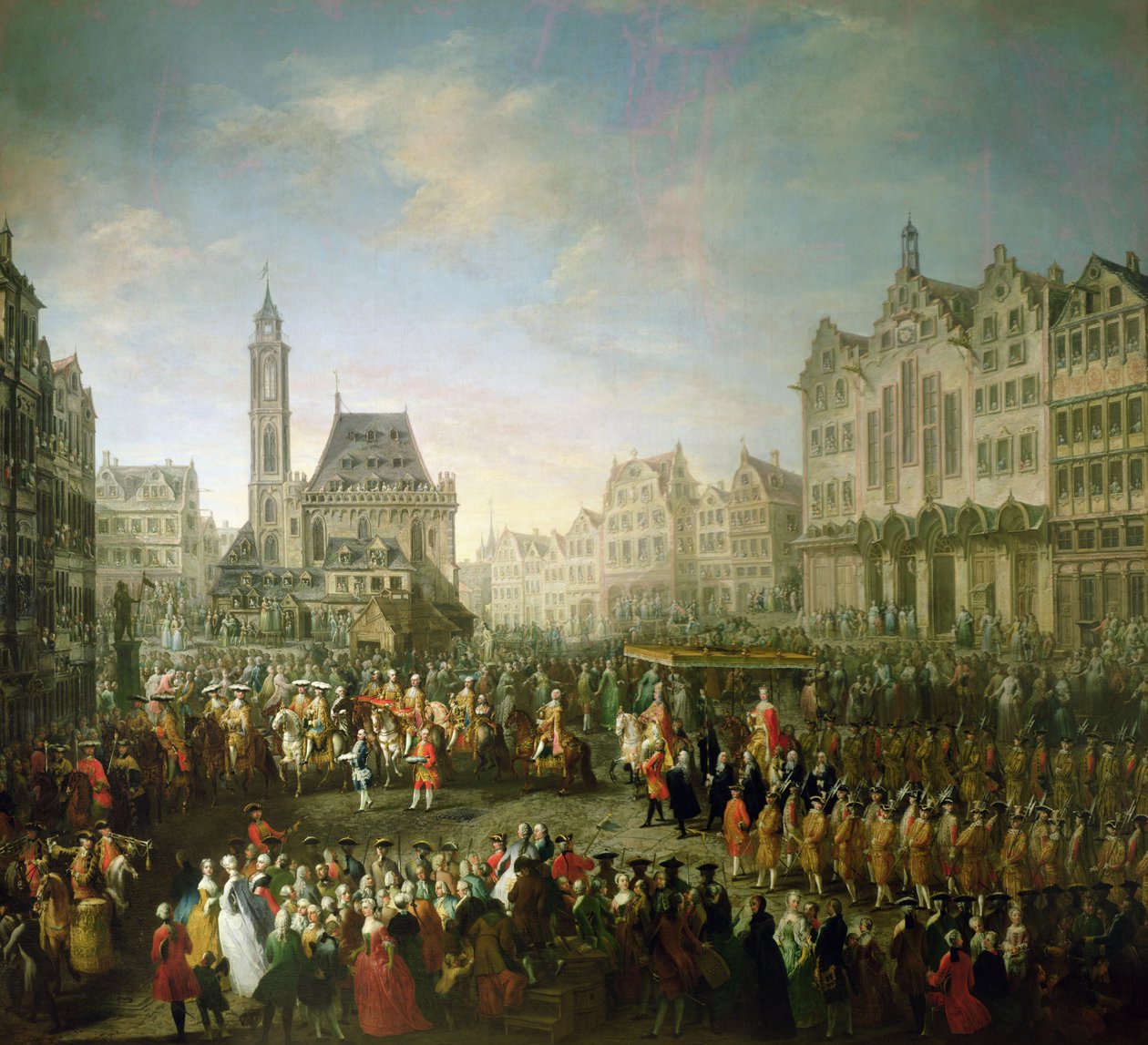 Joosef II:n (1741-90) kruunauskulkue Romerbergissä, 1764 tekijältä Martin II Mytens or Meytens
