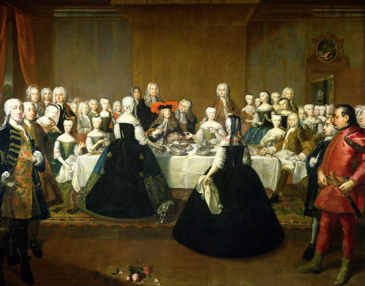 Itävallan keisarinna Maria Teresan ja Franciscus Lorrainelaisen hääaamiainen, myöhemmin Francis I, n. 1736 tekijältä Martin II Mytens or Meytens