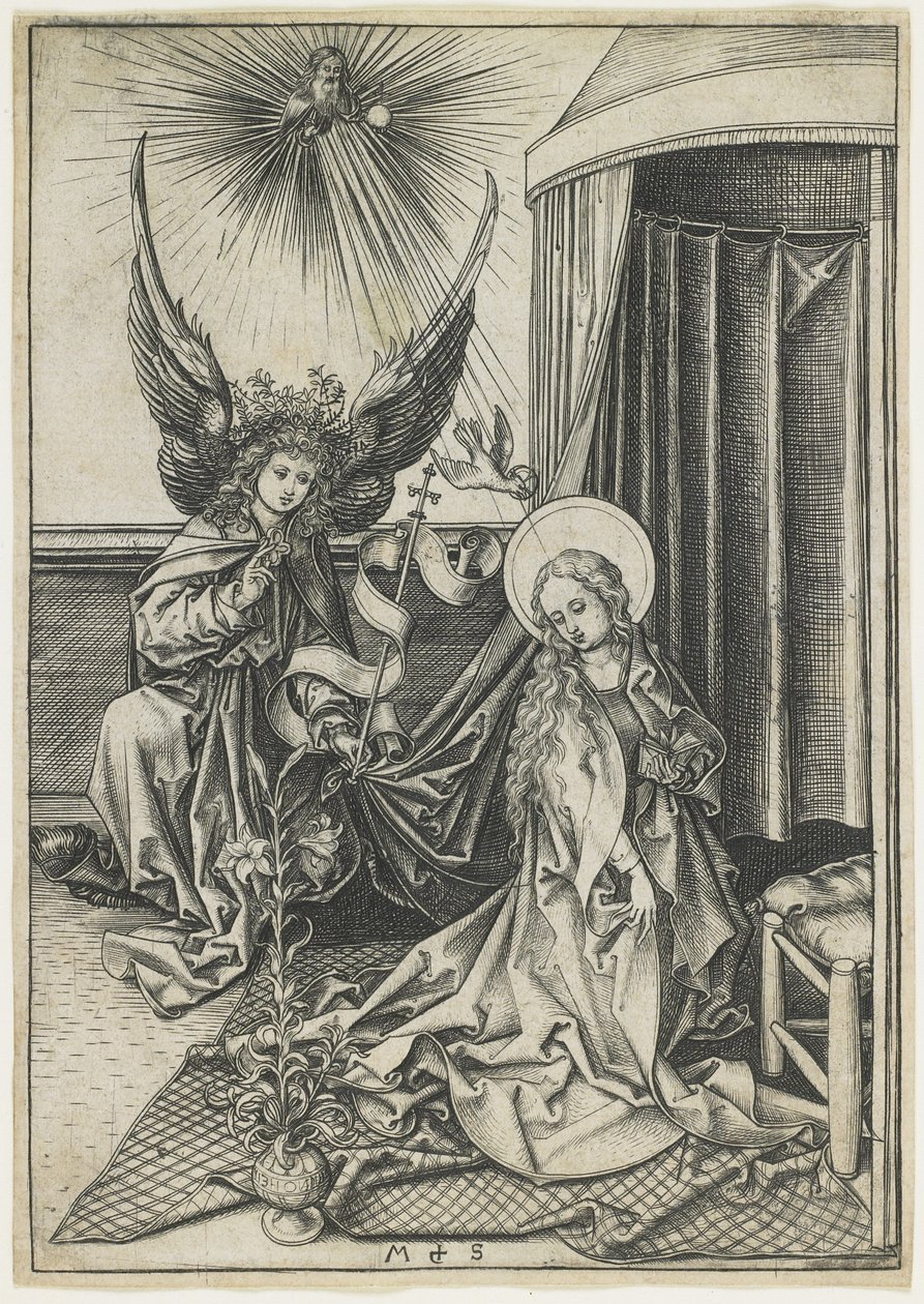 Ilmoitus, n. 1480 tekijältä Martin Schongauer