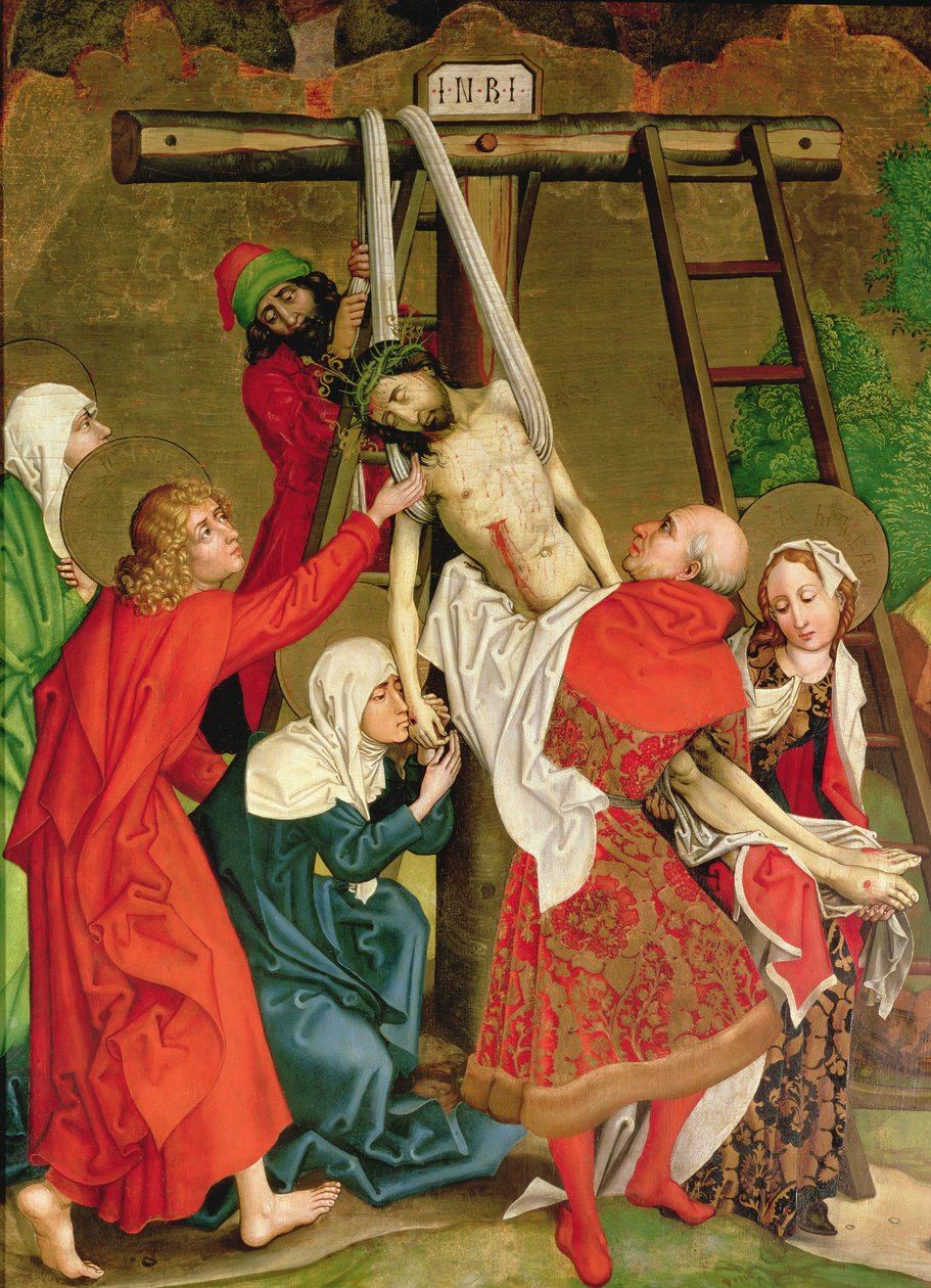 Deposition, dominikaanien alttaritaulusta, n. 1470-1480 tekijältä Martin Schongauer