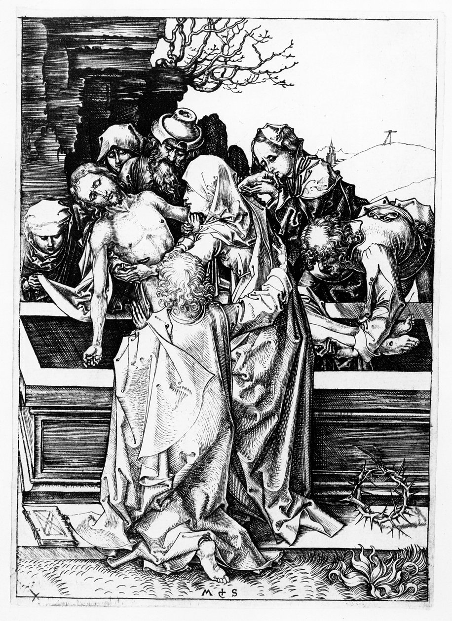 The Tombment, noin 1475 tekijältä Martin Schongauer