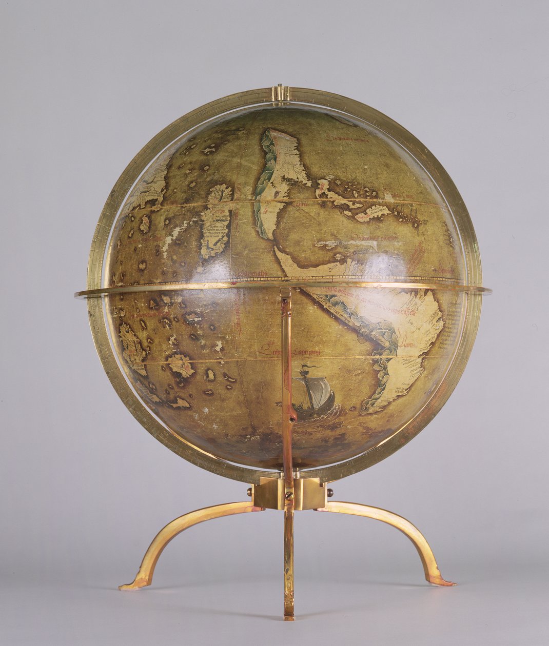 Terrestrial Globe, yksi parista, joka tunnetaan nimellä "Brixen" maapallo, n. 1522 (kynä ja muste, wc ja guassi puulla) tekijältä Martin Waldsemuller