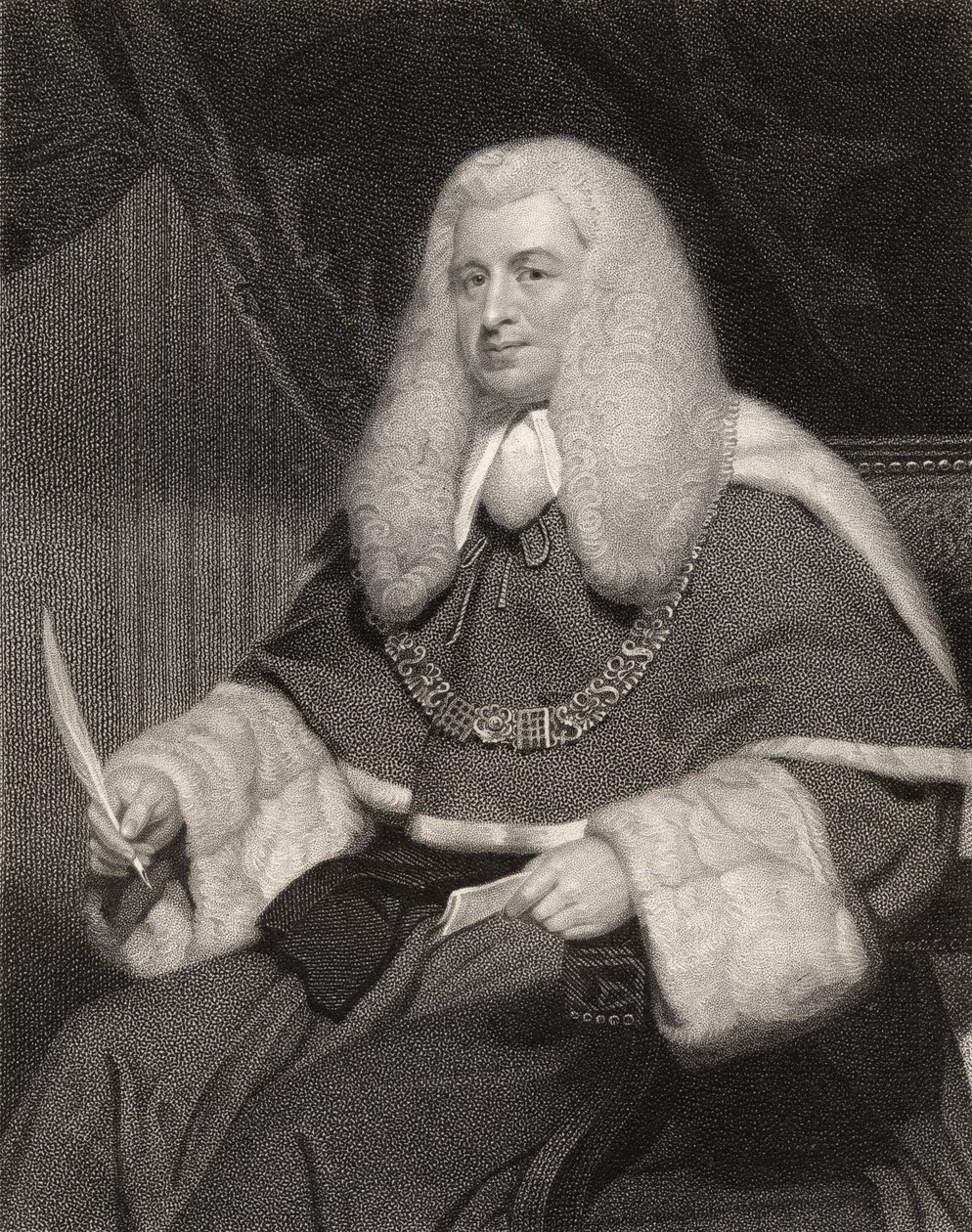 Lord Lloyd Kenyon, kaivertanut William Holl (1807-71) National Portrait Gallerysta, osa III, julkaistu noin 1835 tekijältä Martin Archer Shee
