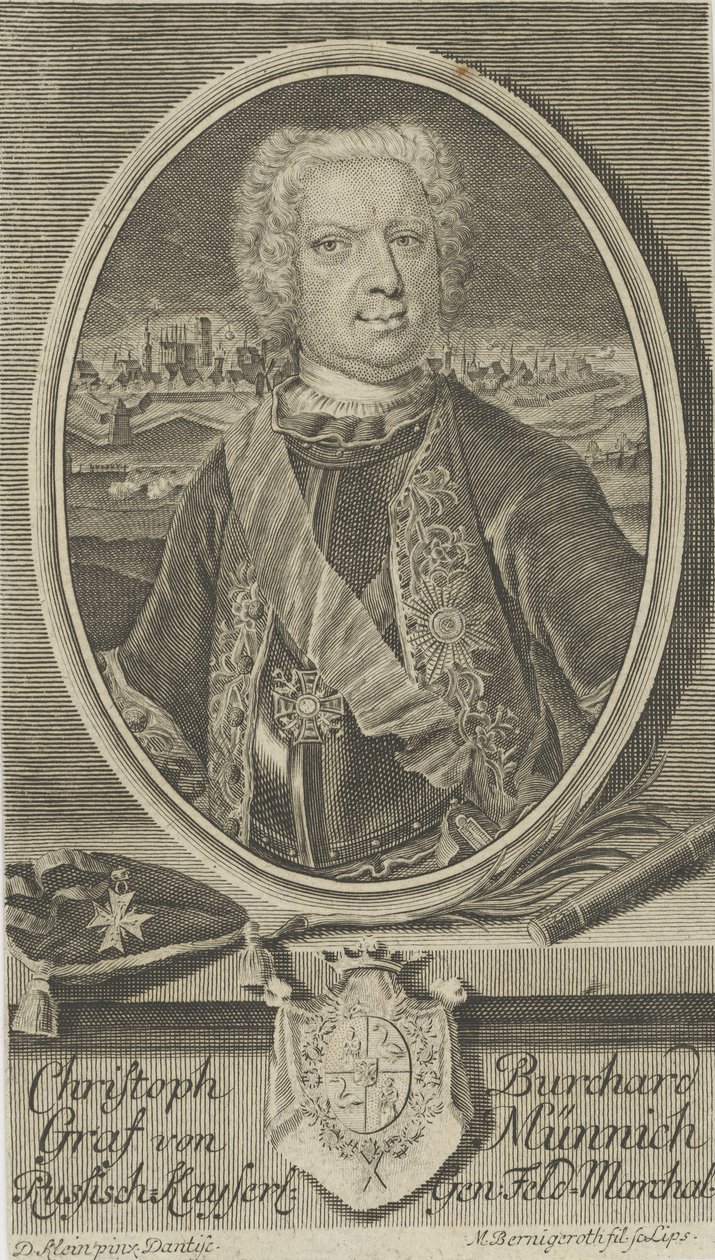 Kreivi Burkhard Christoph von Munnichin muotokuva 1683-1767, noin 1730. tekijältä Martin Bernigeroth