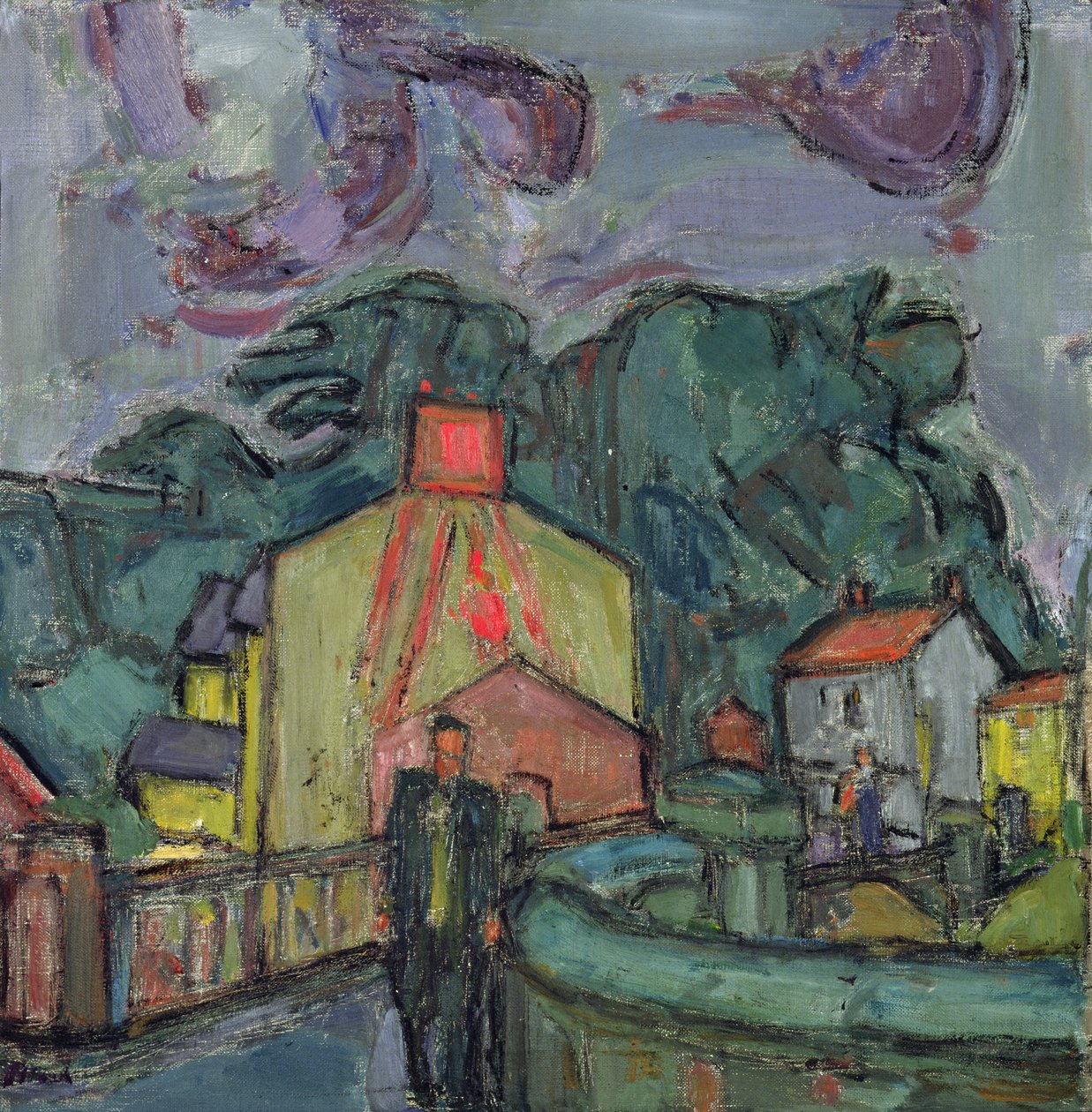 Walesin kylä (öljy kankaalle) tekijältä Martin Bloch