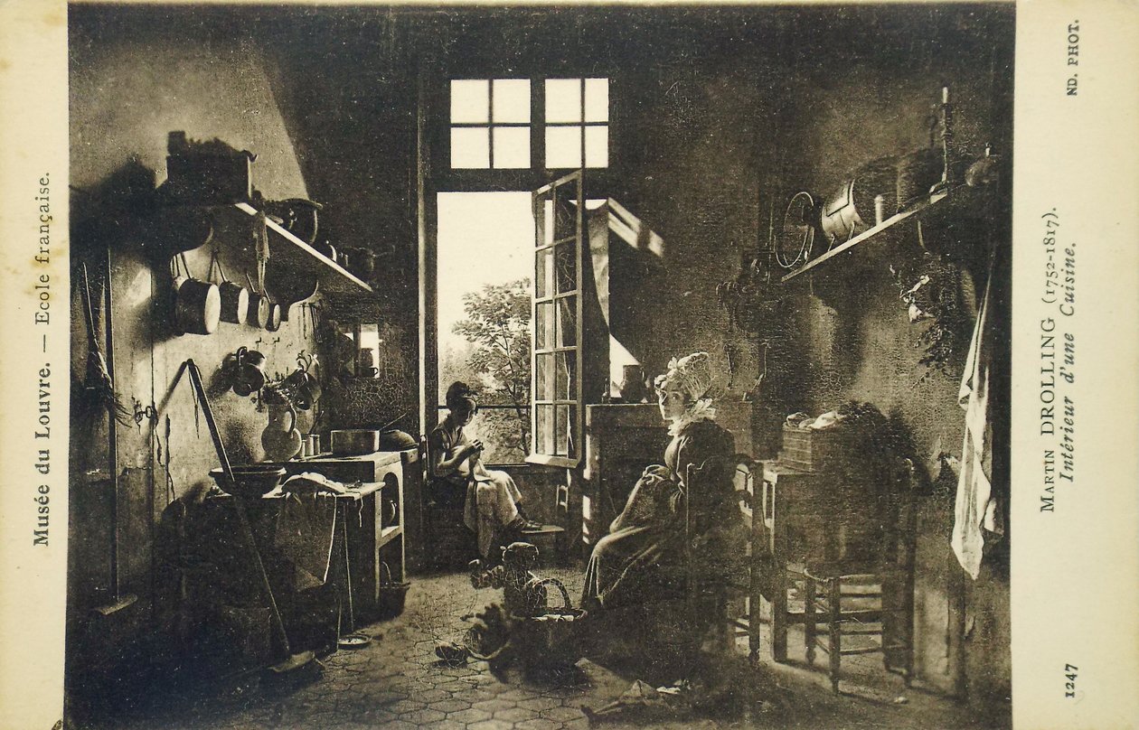 Keittiön sisustus, 1900-luvun alku (postikortti) tekijältä Martin Drölling