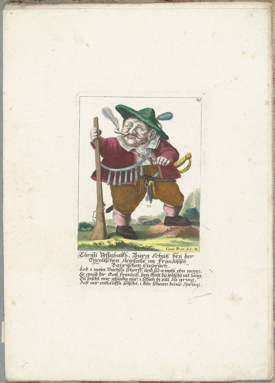 De dwerg Christl Vestnbalkh, noin 1710 Christl Vestnbalkh, Bürg Schütz lähellä tirolilaista kiviloukkua Ranskan Bayrian murtovarkaudessa (nimi esineessä) Il Callotto resurcitato tai vastikään kalustettu pieni kaappi (sarjan nimi) tekijältä Martin Engelbrecht (attributed to)