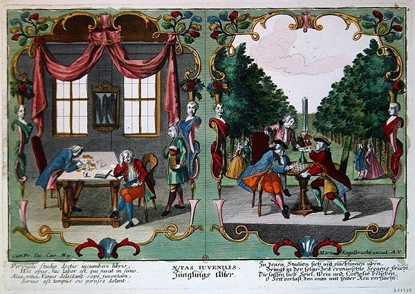 Nuoret pojat, 1700-luvun alku (värikaiverrus) tekijältä Martin Engelbrecht