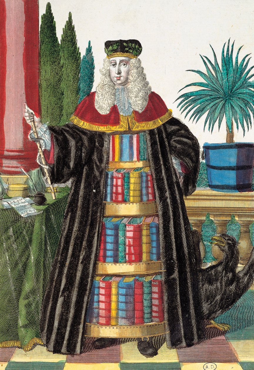 Tohtori, kaiverrus Martin Engelbrechtin (1684-1756) Assemblage des nouveau manouvries habilles -julkaisusta tekijältä Martin Engelbrecht