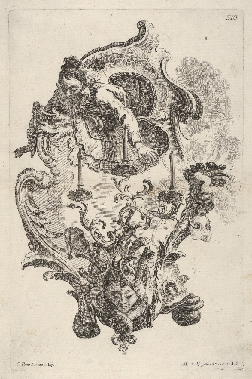 Sconce Representing Winter, Sconce Representing the 4 Year Sides, noin 1730-56. tekijältä Martin Engelbrecht