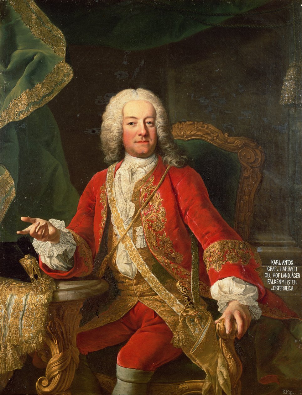 Kreivi Carl Anton von Harrach, haukkamestari ja Itävallan lordiluutnantti tekijältä Martin II Mytens or Meytens