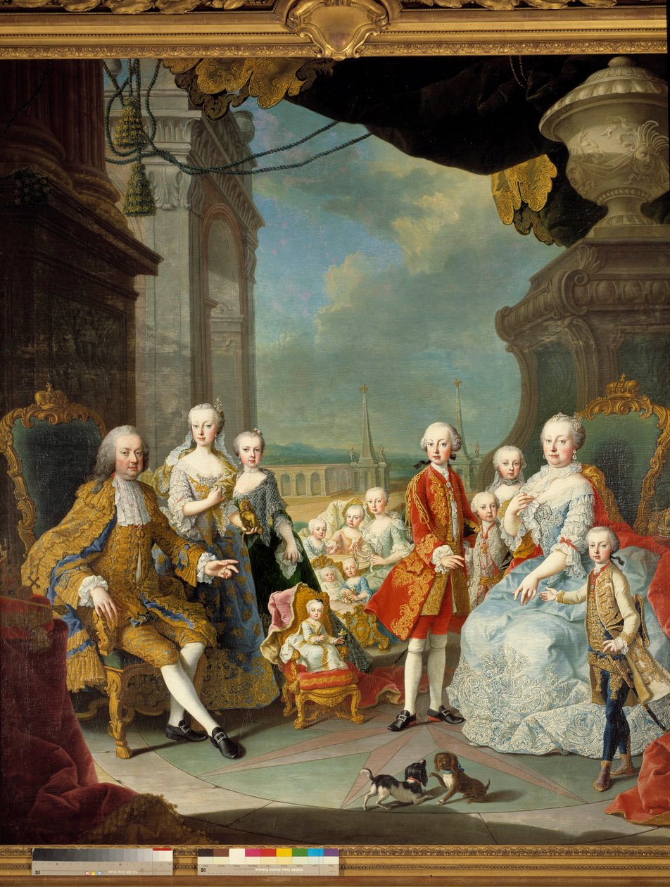 Maria Teresia perheensä ympäröimänä, 1754 tekijältä Martin II Mytens or Meytens