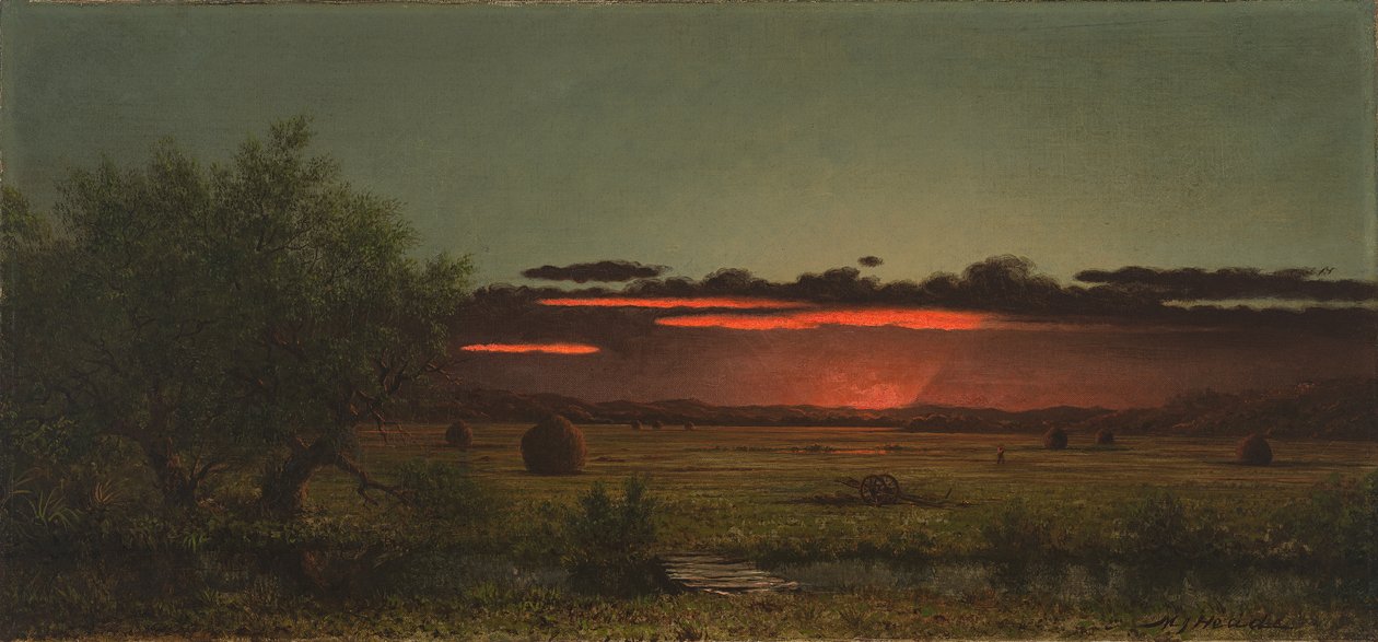 Jerseyn niityt auringonlaskun aikaan tekijältä Martin Johnson Heade