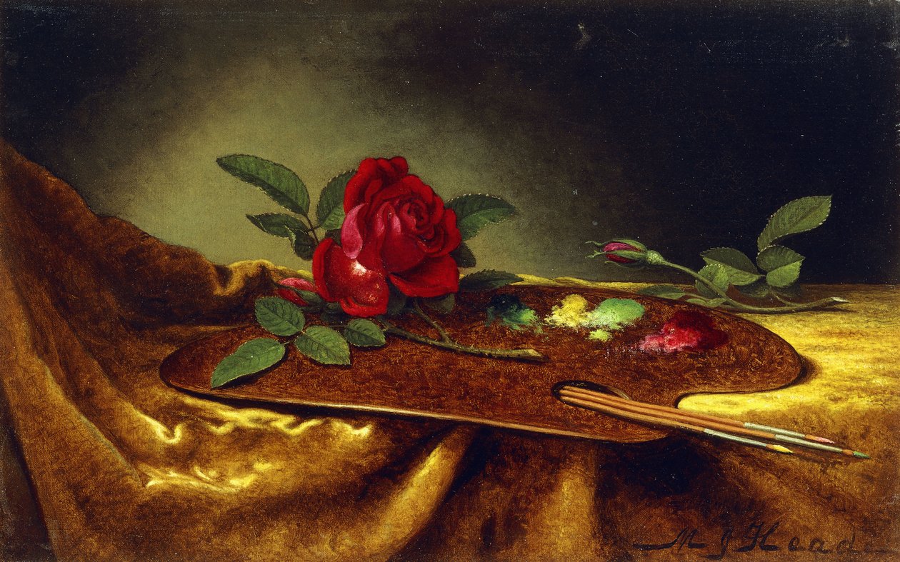 Ruusuja paletilla, 1880-luku tekijältä Martin Johnson Heade