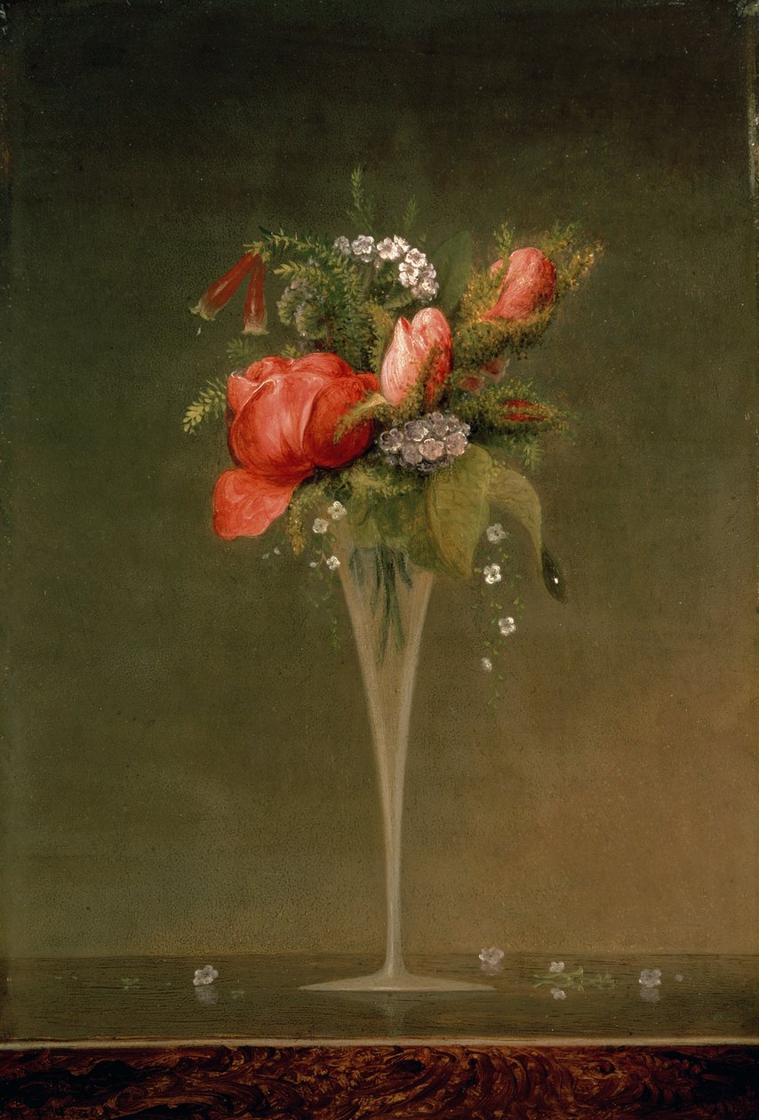 Asetelma viinilasilla, 1860 tekijältä Martin Johnson Heade