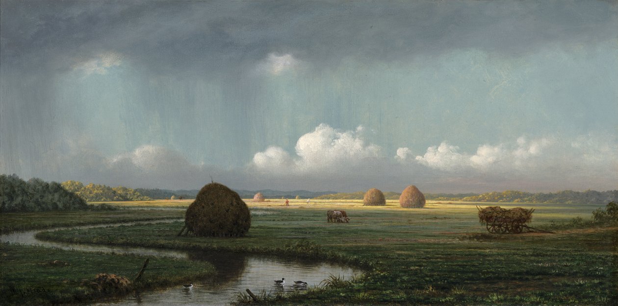Äkillinen sadekuuro, Newbury Marshes, 1865-75 tekijältä Martin Johnson Heade