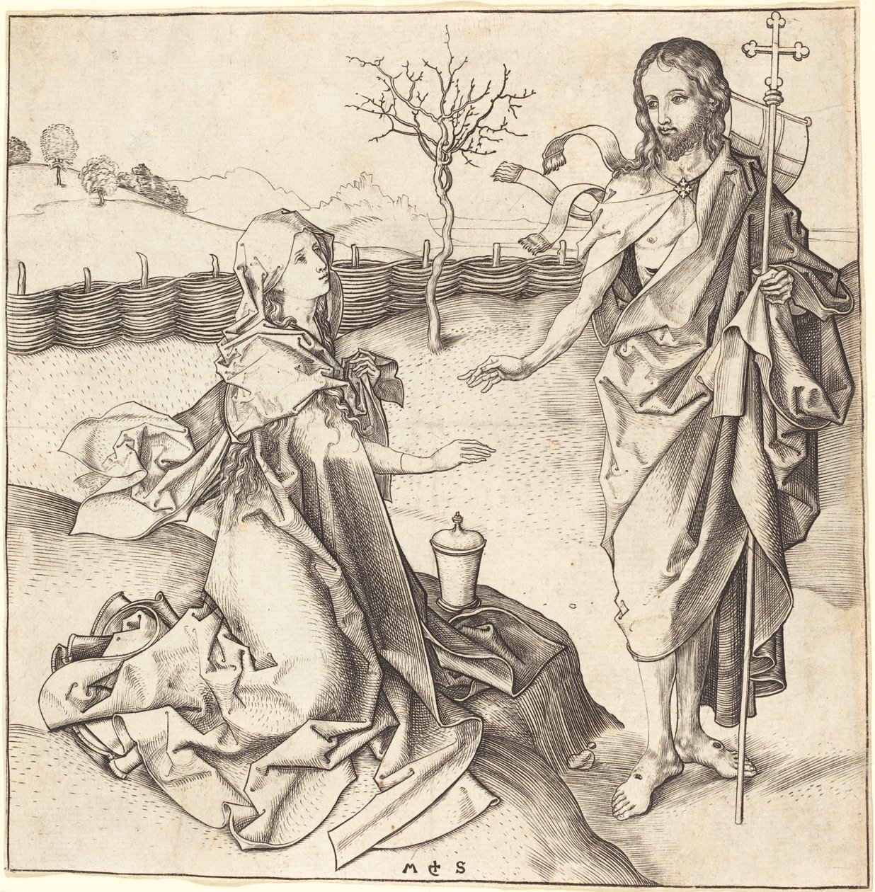 Kristus ilmestyy Maria Magdalenalle tekijältä Martin Schongauer