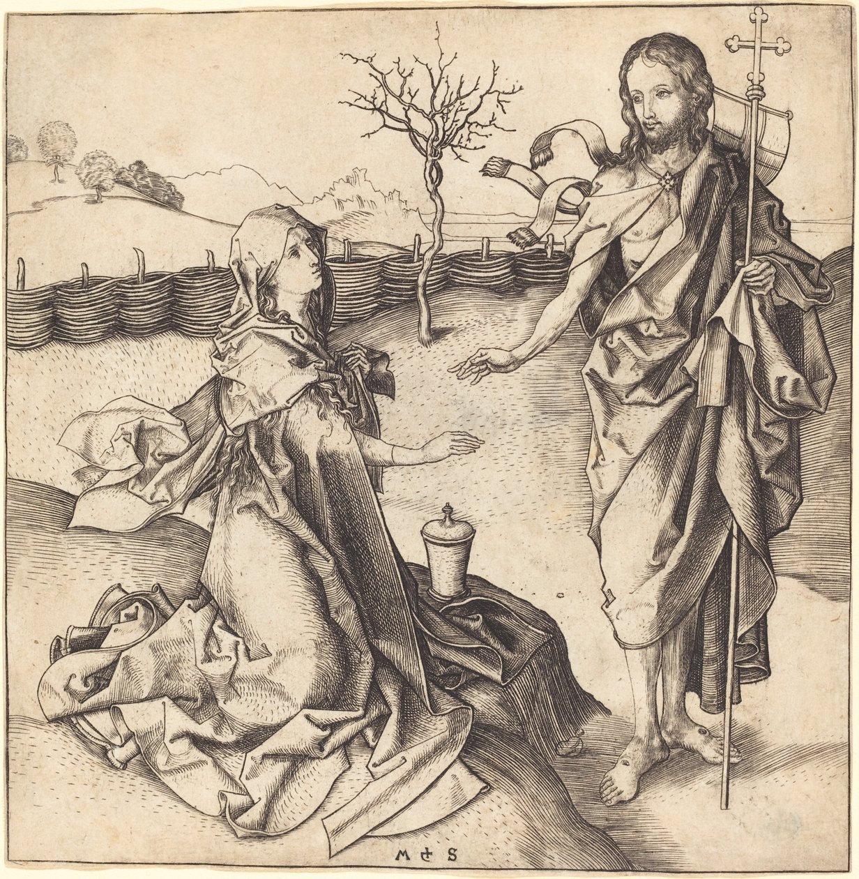 Kristus ilmestyy Maria Magdalenalle tekijältä Martin Schongauer