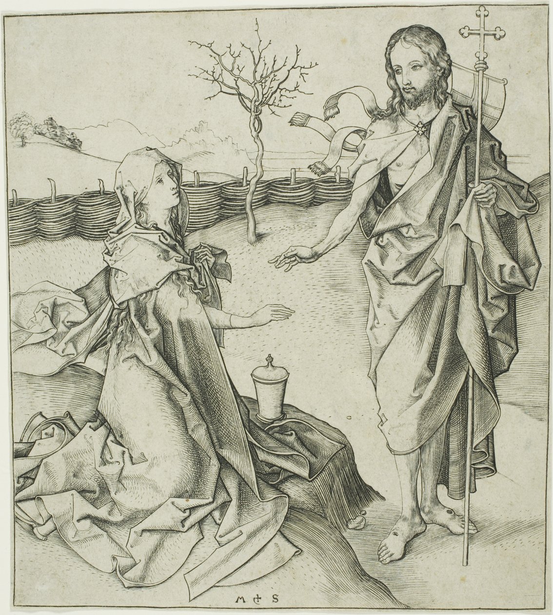 Kristus ilmestyy Magdalenalle – Noli Me Tangere tekijältä Martin Schongauer