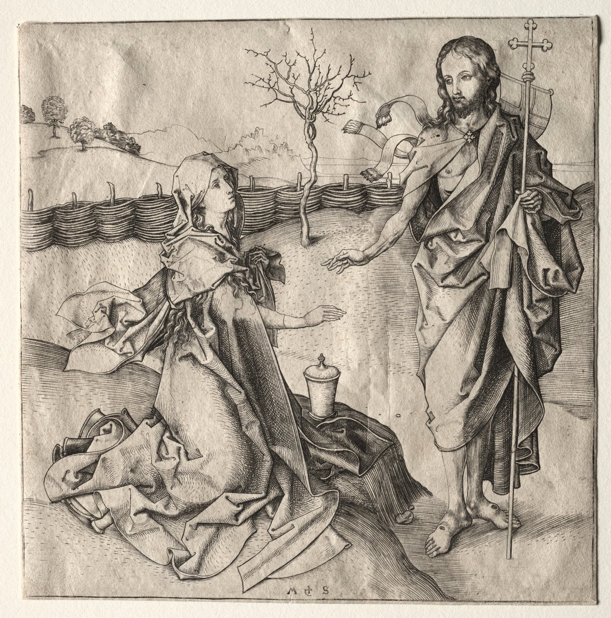 Kristus ilmestyy Magdalenalle. tekijältä Martin Schongauer