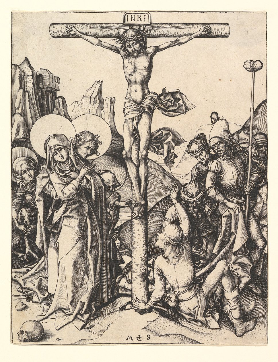 Ristiinnaulitseminen, n. 1435-1491. tekijältä Martin Schongauer