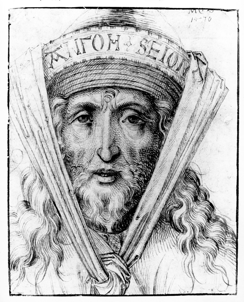 Ylipapin päällikkö, n. 1470 tekijältä Martin Schongauer